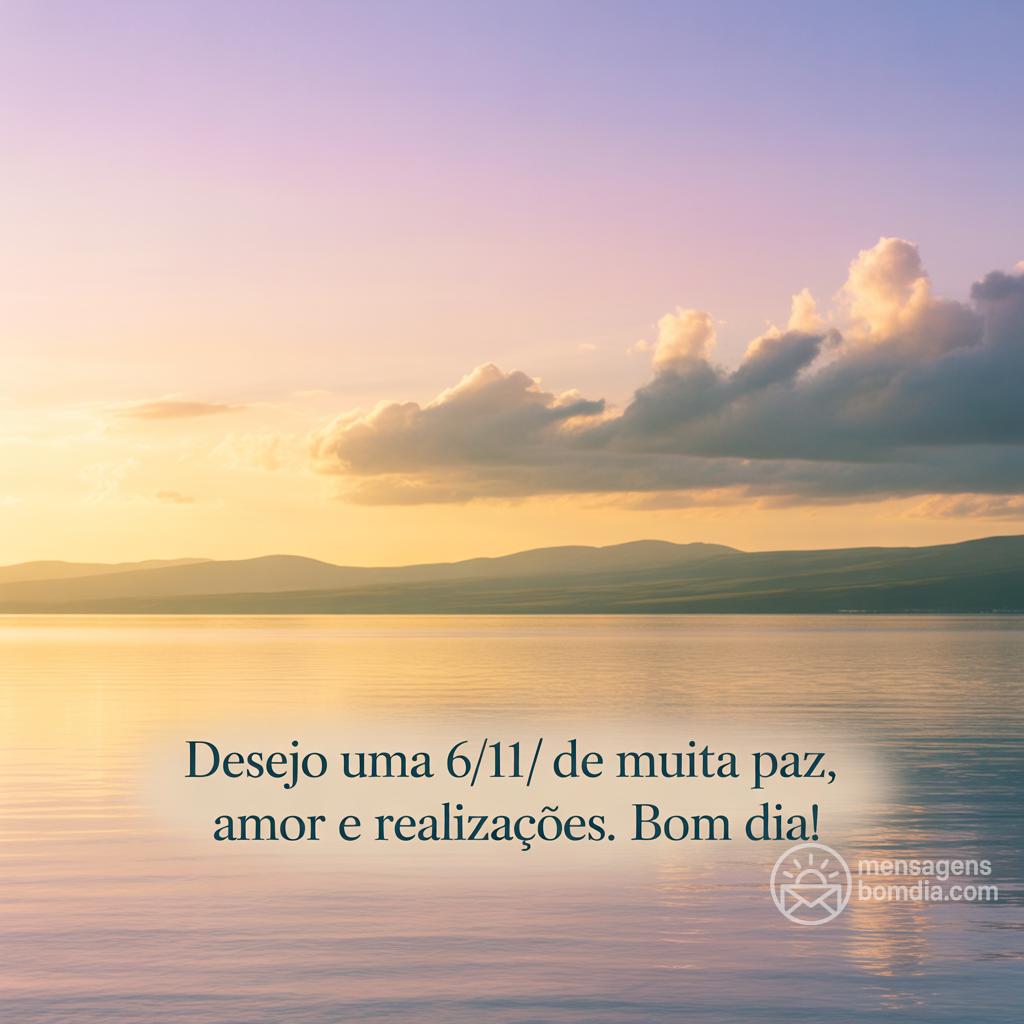 Desejo uma  6/11/ de muita paz, amor e realizações. Bom dia!
