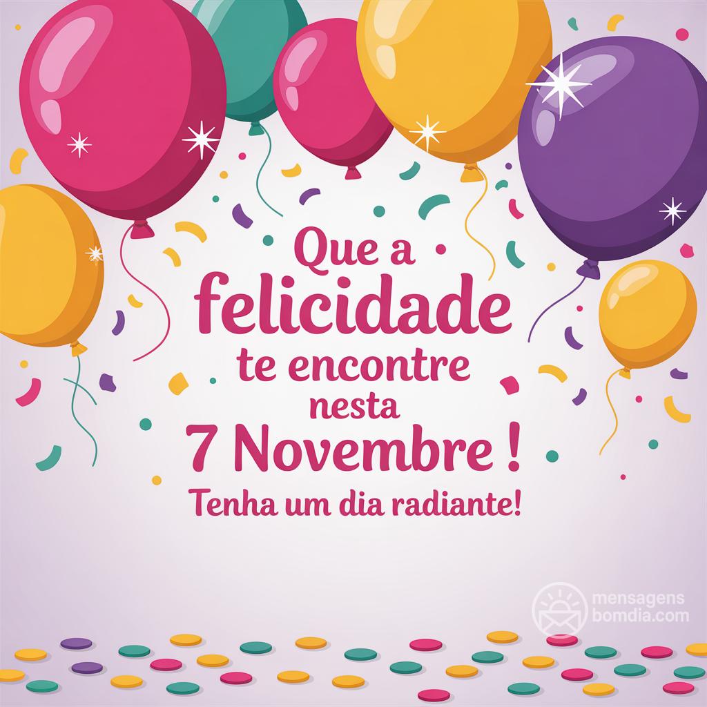 Que a felicidade te encontre nesta  7 novembre ! Tenha um dia radiante!