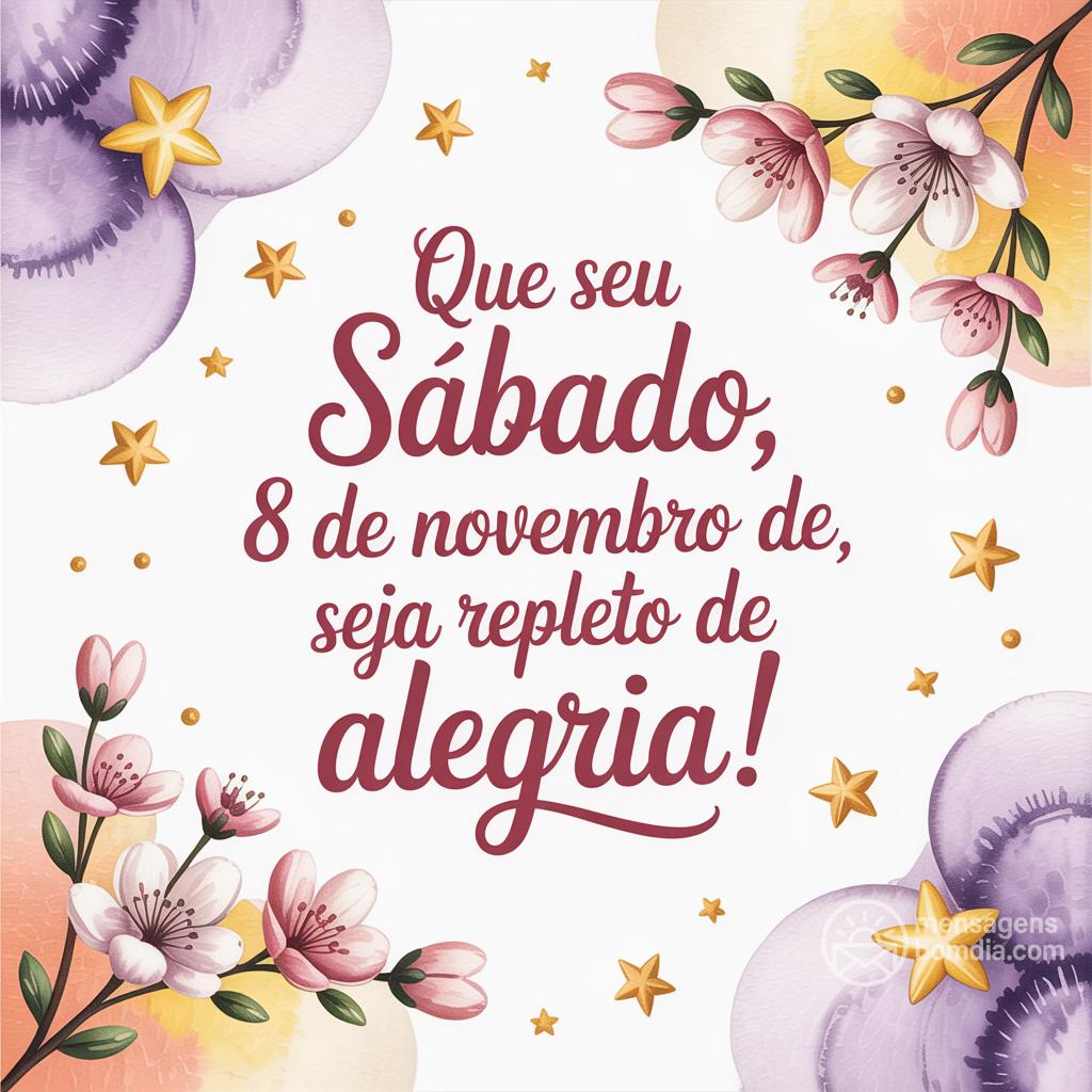 Que seu sábado, 8 de novembro de , seja repleto de alegria!