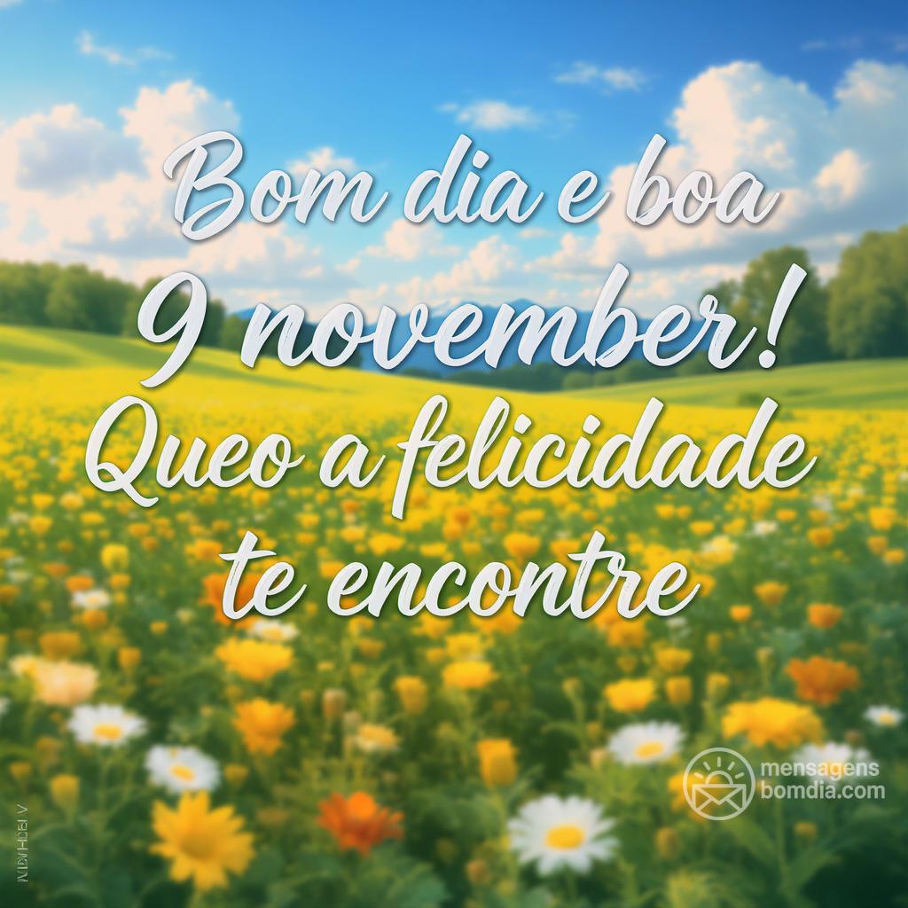 Bom dia e boa  9 novembre ! Que a felicidade te encontre.