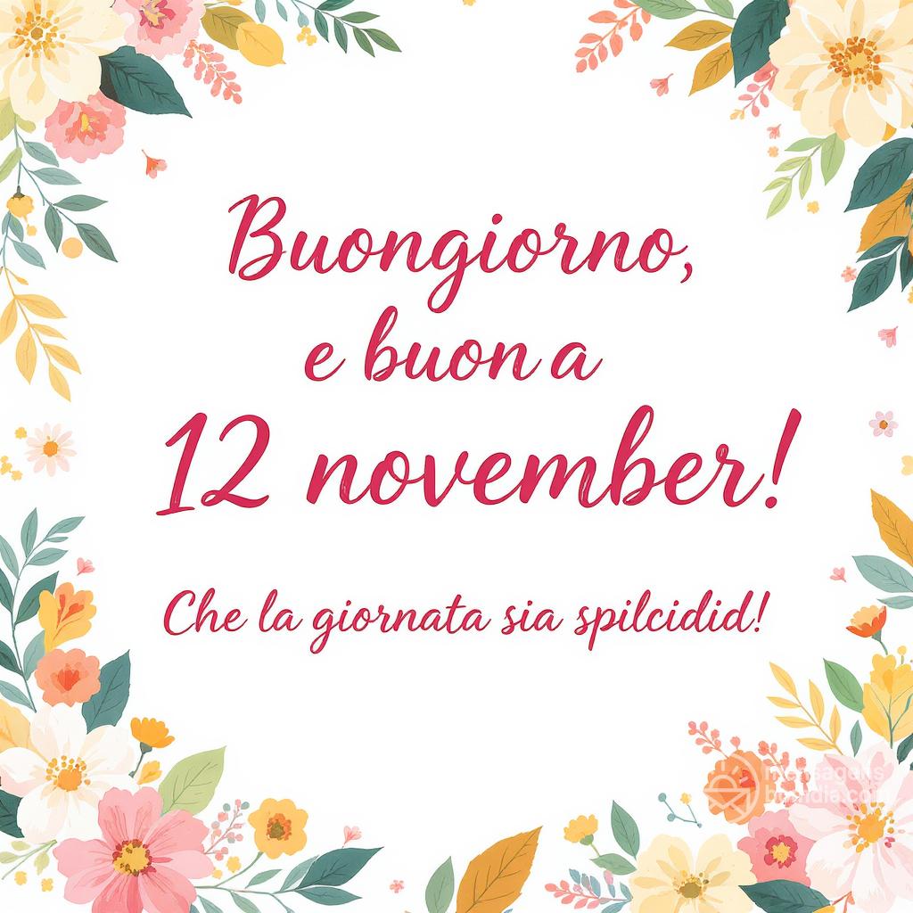 Buongiorno e buona  12 novembre ! Che la giornata sia splendida!