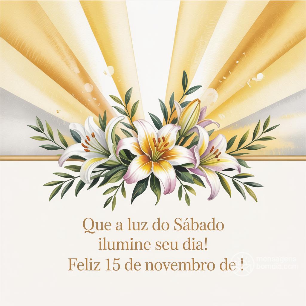 Que a luz do sábado ilumine seu dia! Feliz 15 de novembro de !