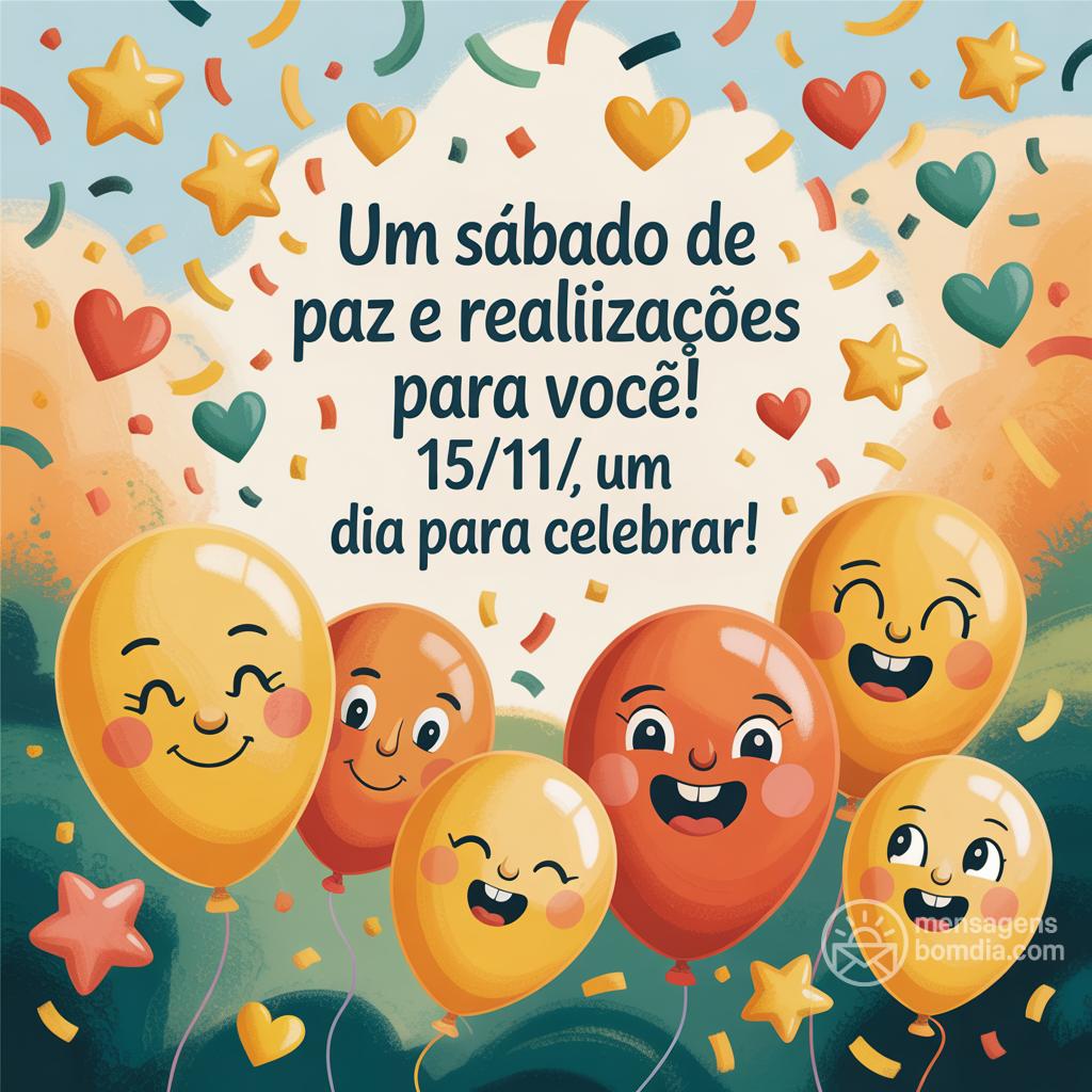 Um sábado de paz e realizações para você! 15/11/, um dia para celebrar!