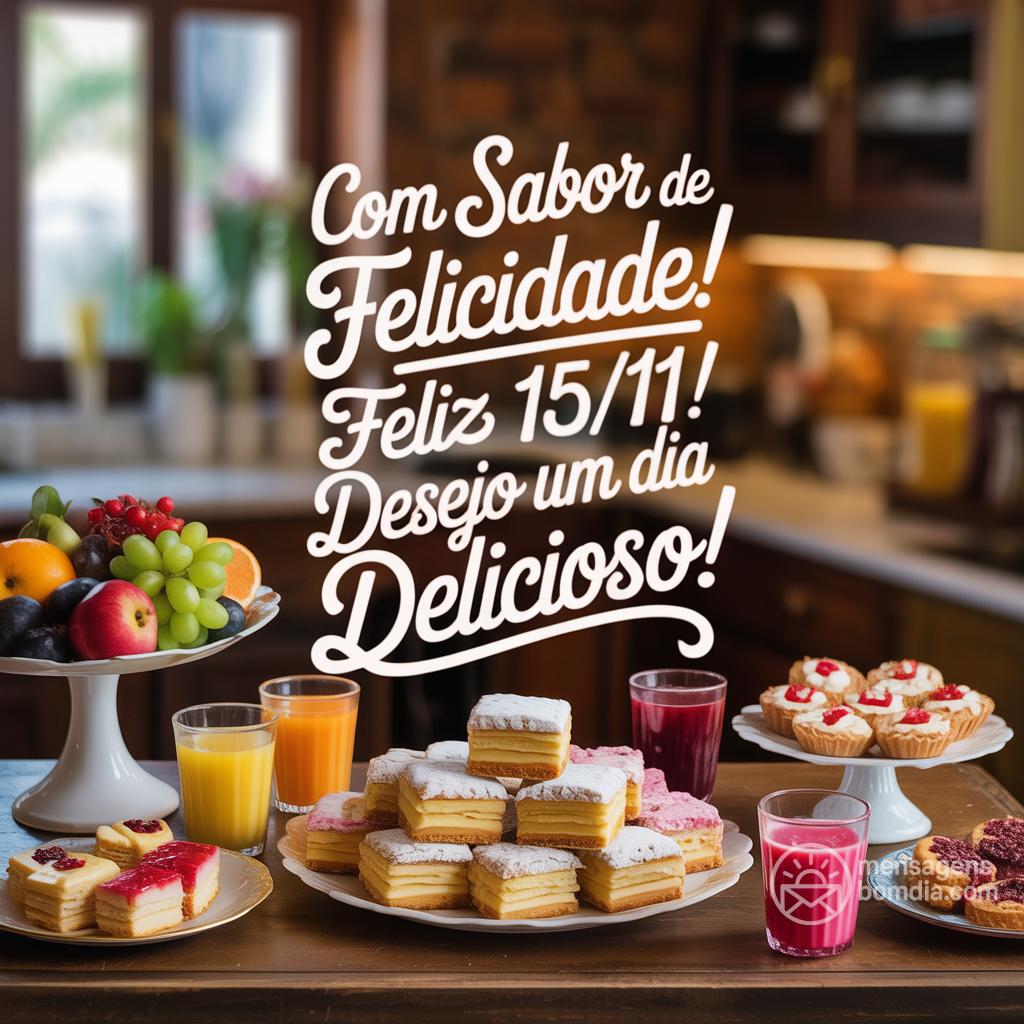 com sabor de felicidade! Feliz 15/11/! Desejo um dia delicioso!