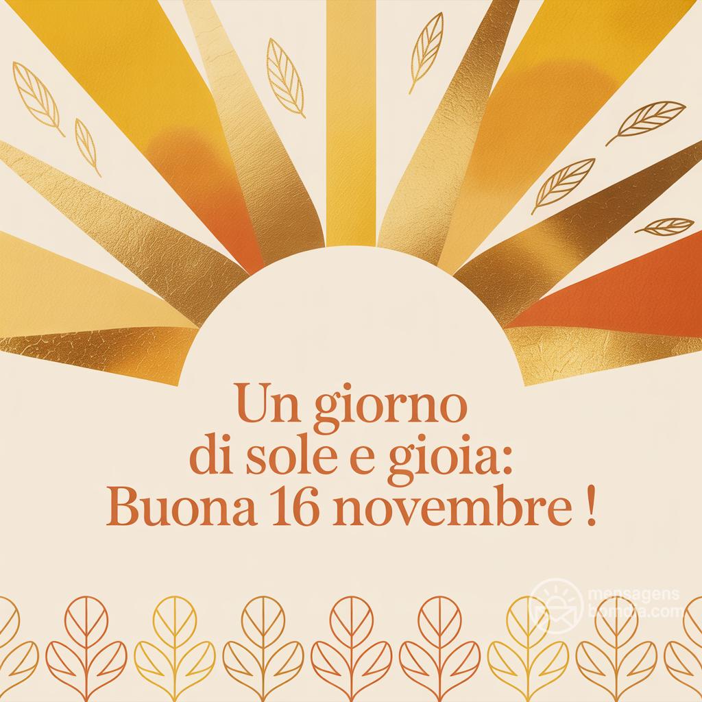 Un giorno di sole e gioia: buona  16 novembre !
