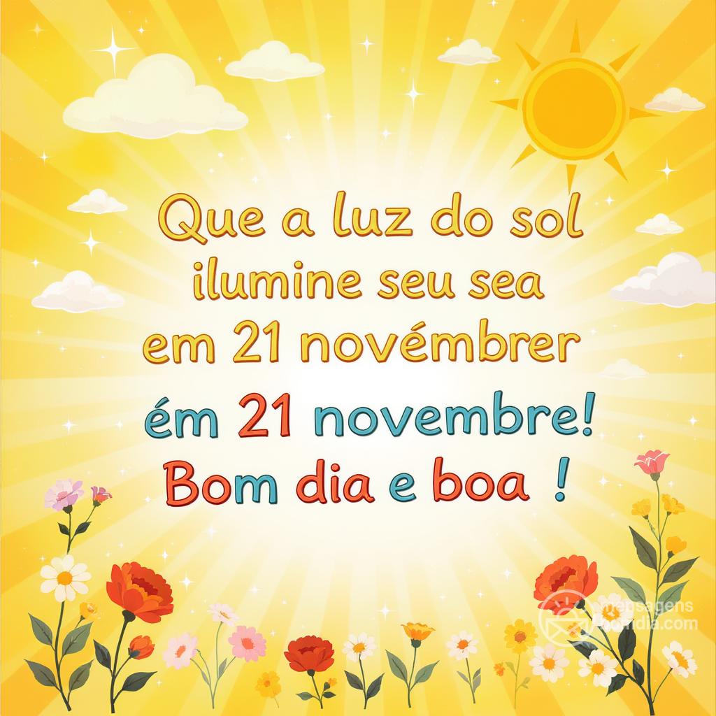 Que a luz do sol ilumine seu dia em 21 novembre! Bom dia e boa !