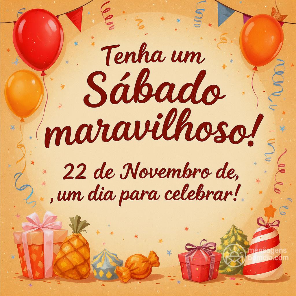 Tenha um Sábado maravilhoso! 22 de Novembro de , um dia para celebrar!