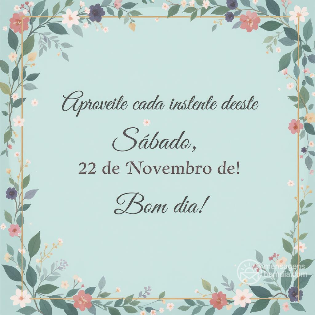 Aproveite cada instante deste Sábado, 22 de Novembro de ! Bom dia!