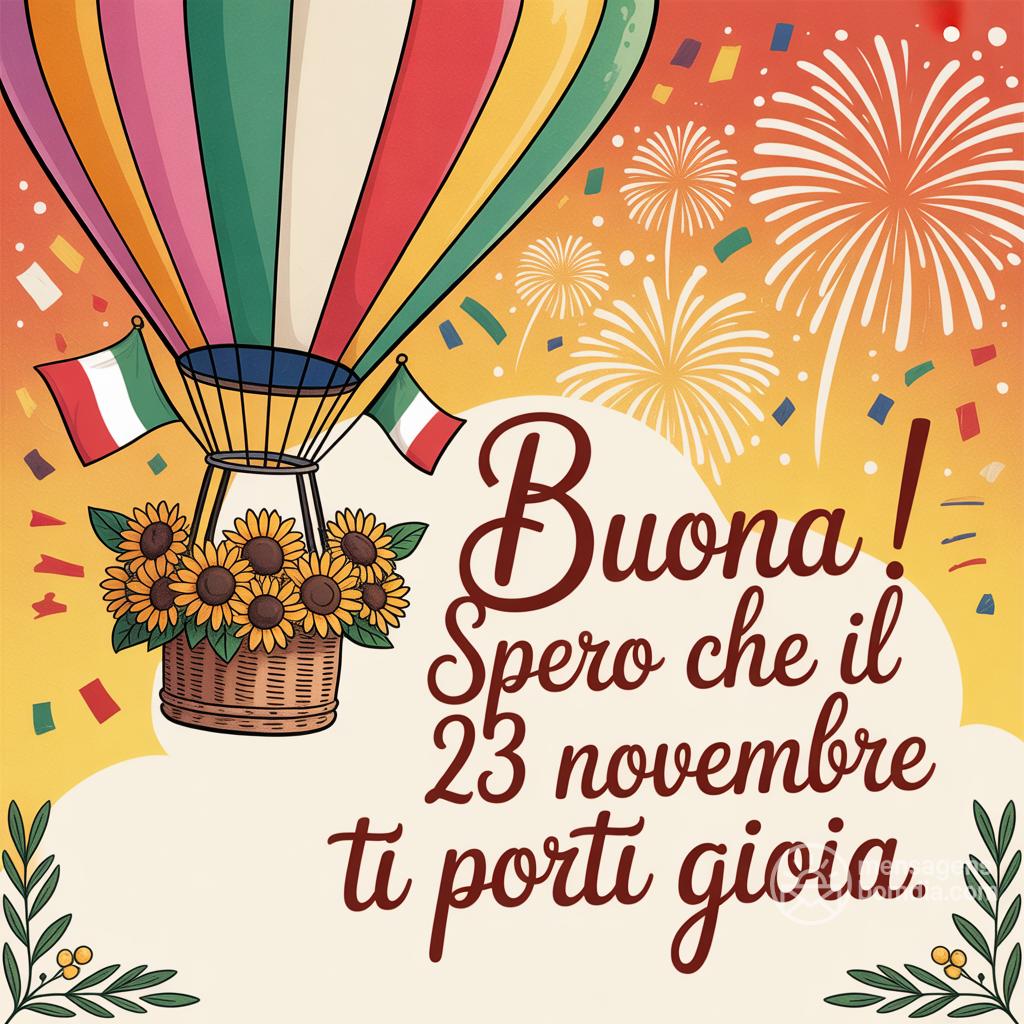 Buona ! Spero che il 23 novembre  ti porti gioia.