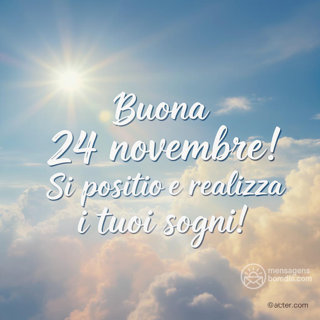Buona  24 novembre ! Sii positivo e realizza i tuoi sogni!