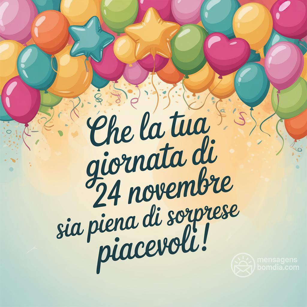 Che la tua giornata di  24 novembre  sia piena di sorprese piacevoli!