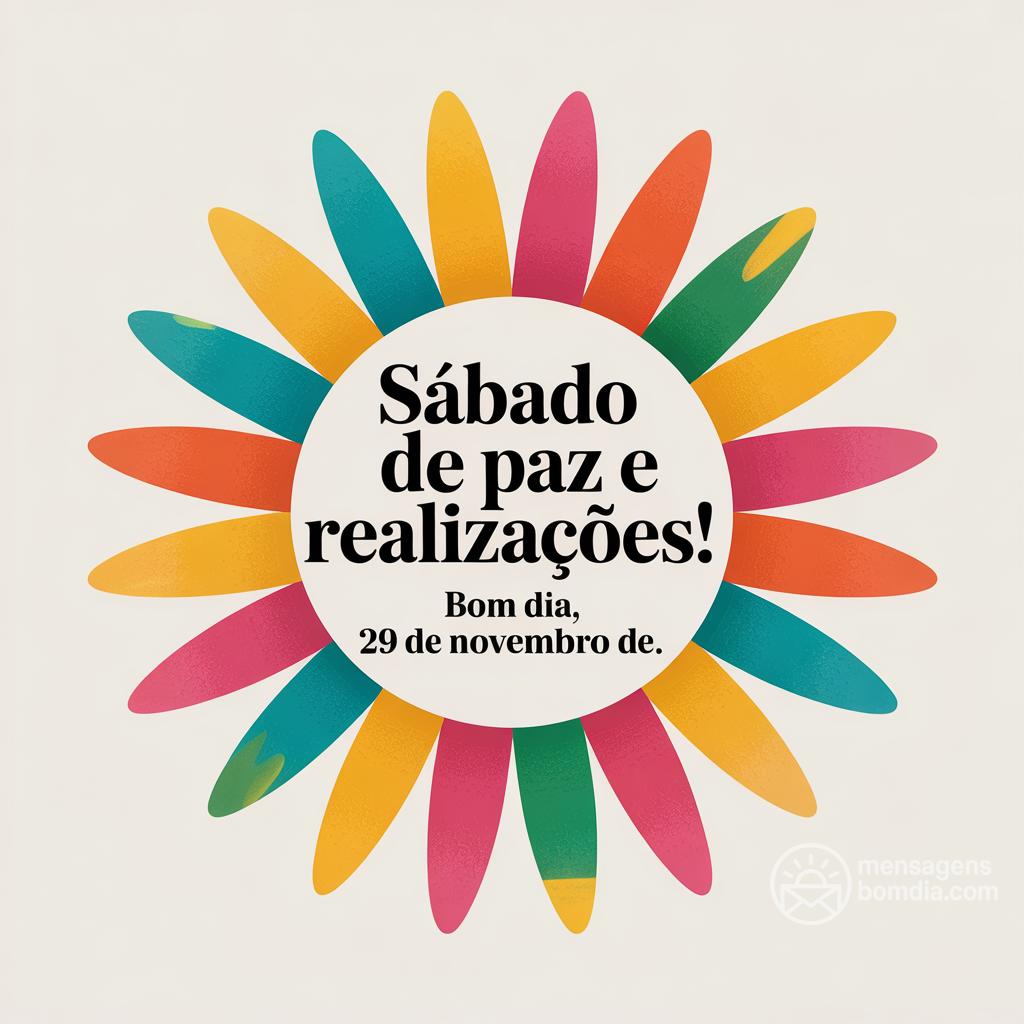 Sábado de paz e realizações! Bom dia, 29 de novembro de .