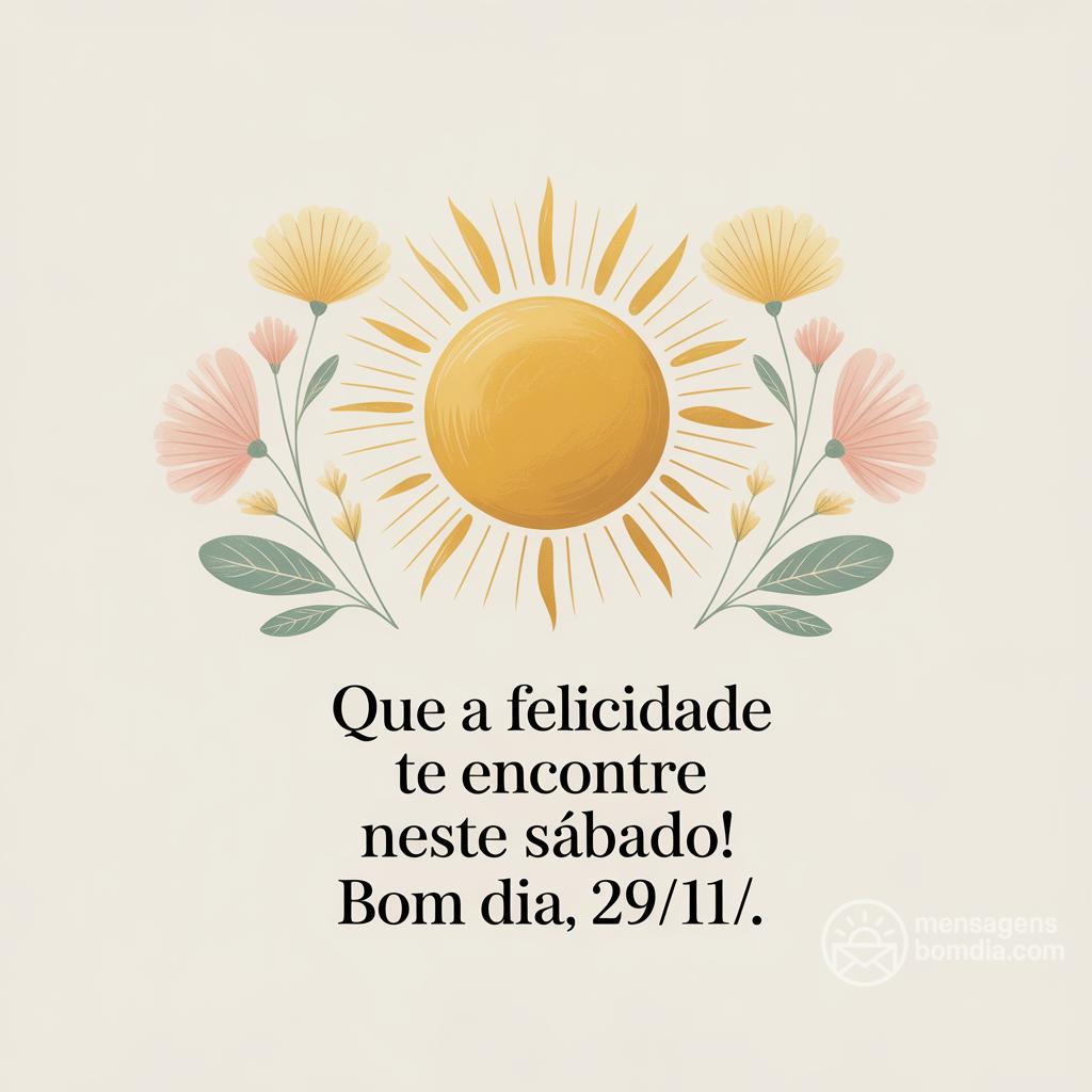 Que a felicidade te encontre neste sábado! Bom dia, 29/11/.