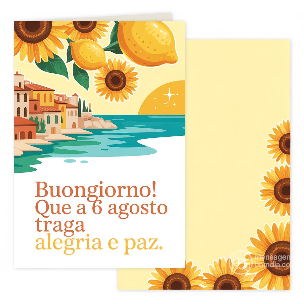 Buongiorno! Que a  6 agosto  traga alegria e paz.