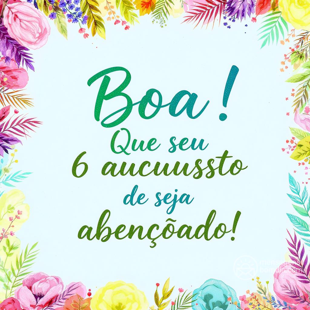 Boa ! Que seu 6 agosto de  seja abençoado!