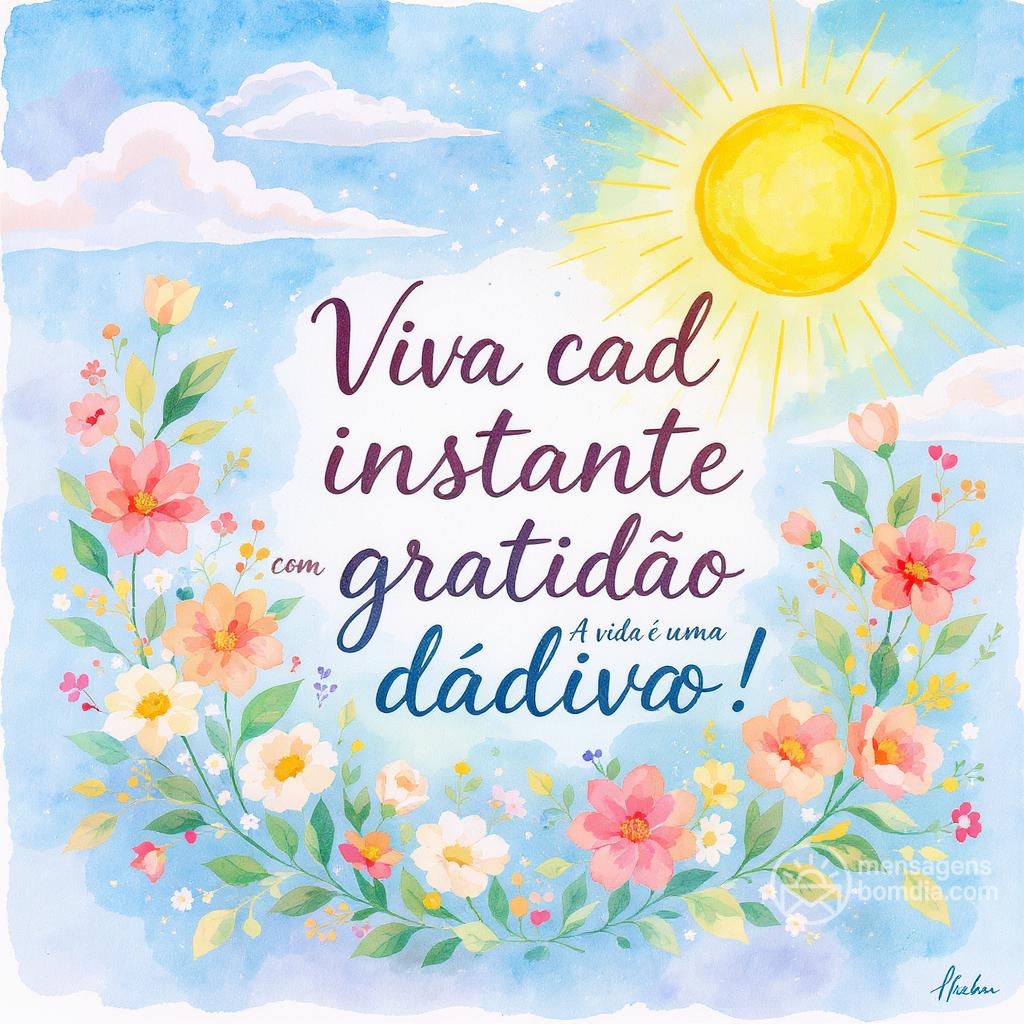 Viva cada instante com gratidão. A vida é uma dádiva!