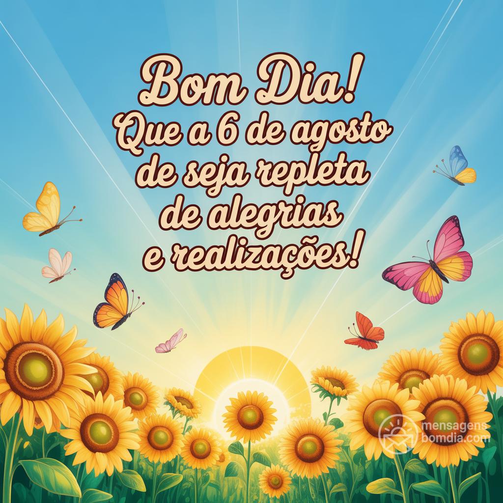 Bom dia! Que a  6 de agosto de  seja repleta de alegrias e realizações!