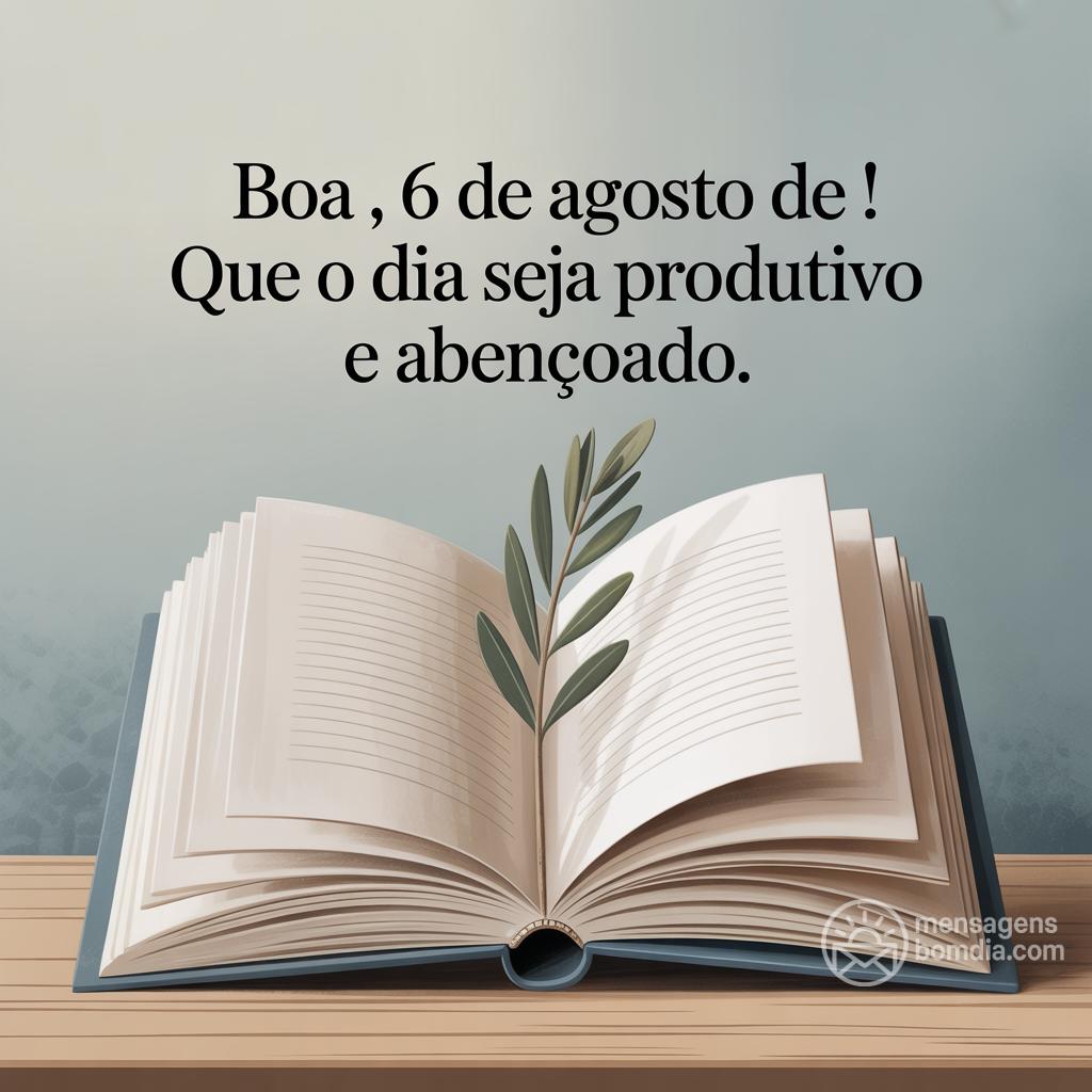 Boa , 6 de agosto de ! Que o dia seja produtivo e abençoado.