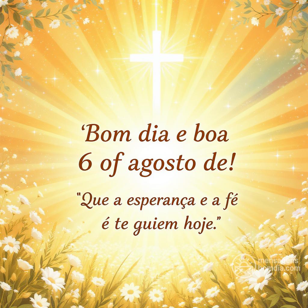 Bom dia e boa  6 de agosto de ! Que a esperança e a fé te guiem hoje.