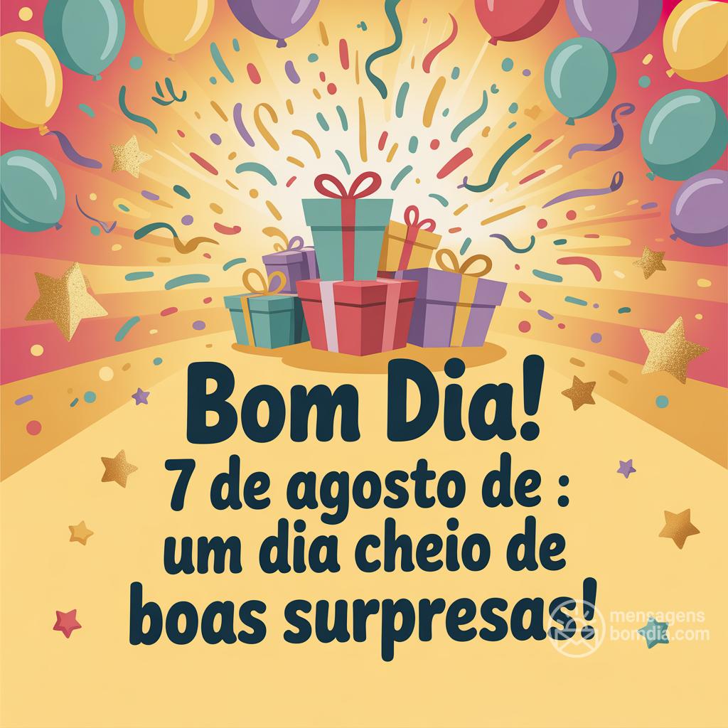 Bom dia!  7 de agosto de : um dia cheio de boas surpresas!