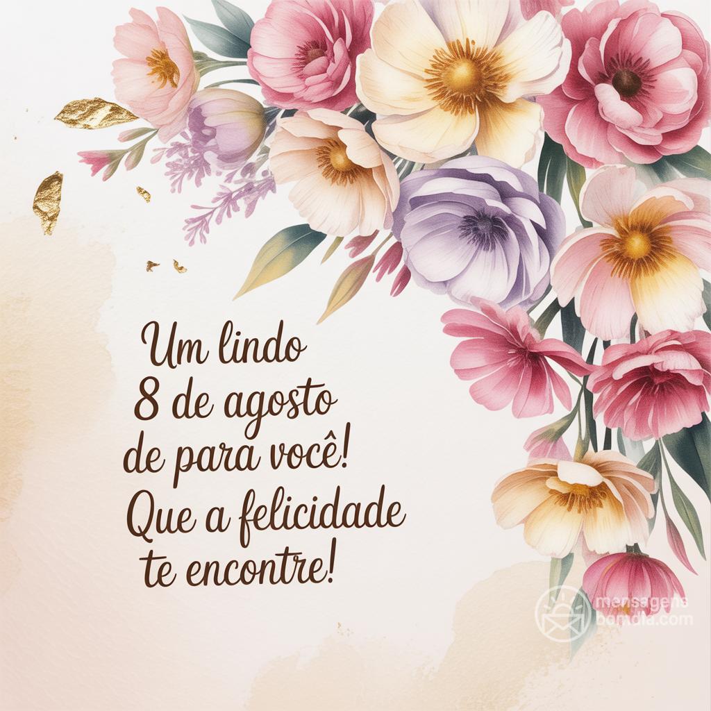 Um lindo  8 de agosto de  para você! Que a felicidade te encontre!