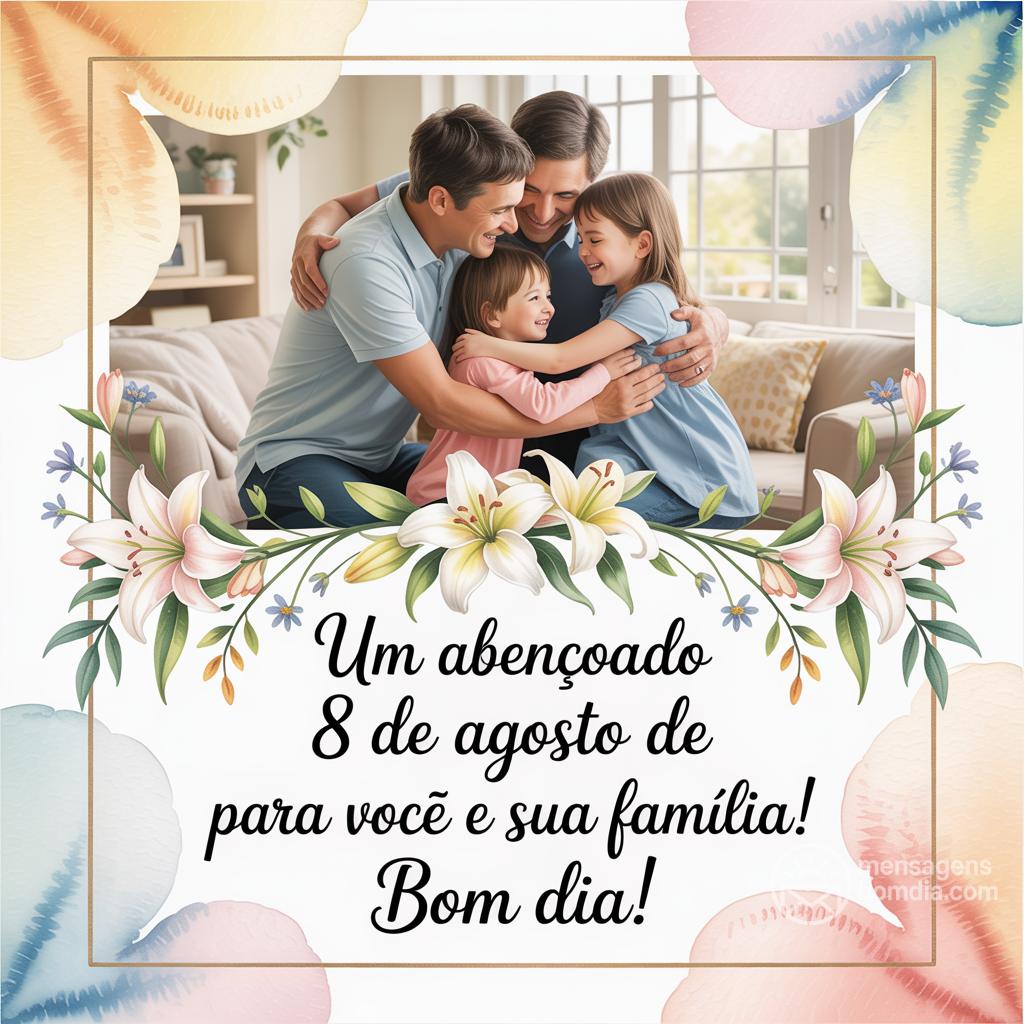 Um abençoado  8 de agosto de  para você e sua família! Bom dia!