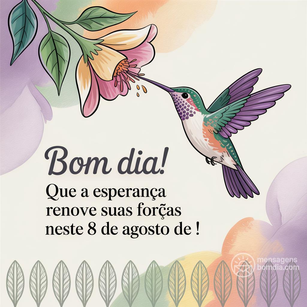 Bom dia! Que a esperança renove suas forças neste  8 de agosto de !