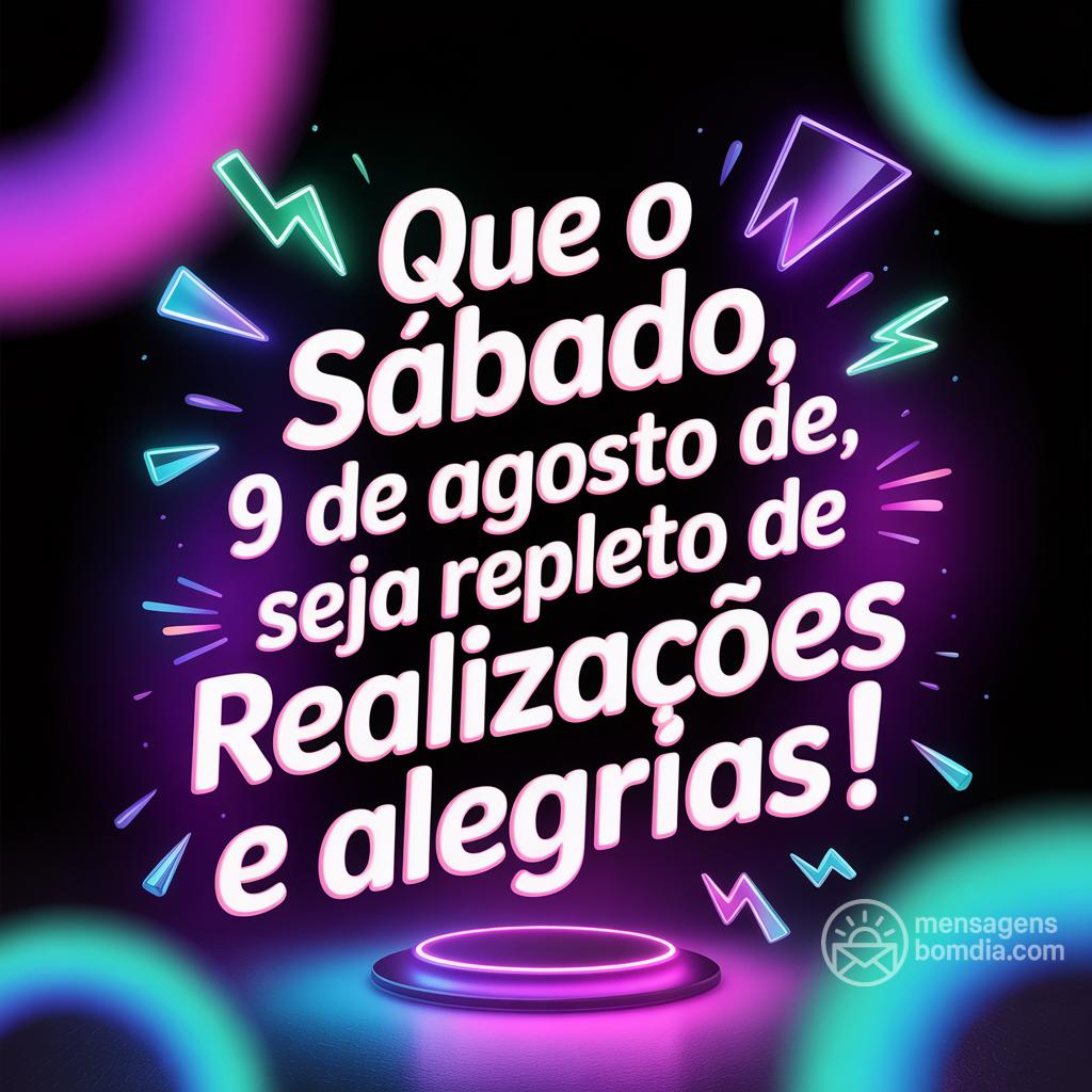 Que o sábado, 9 de agosto de , seja repleto de realizações e alegrias!
