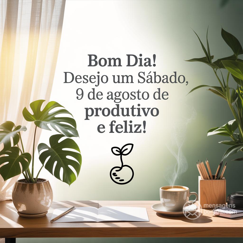 Bom dia! Desejo um sábado, 9 de agosto de , produtivo e feliz!
