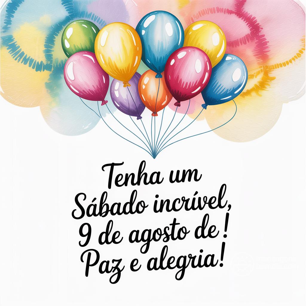 Tenha um sábado incrível, 9 de agosto de ! Paz e alegria!