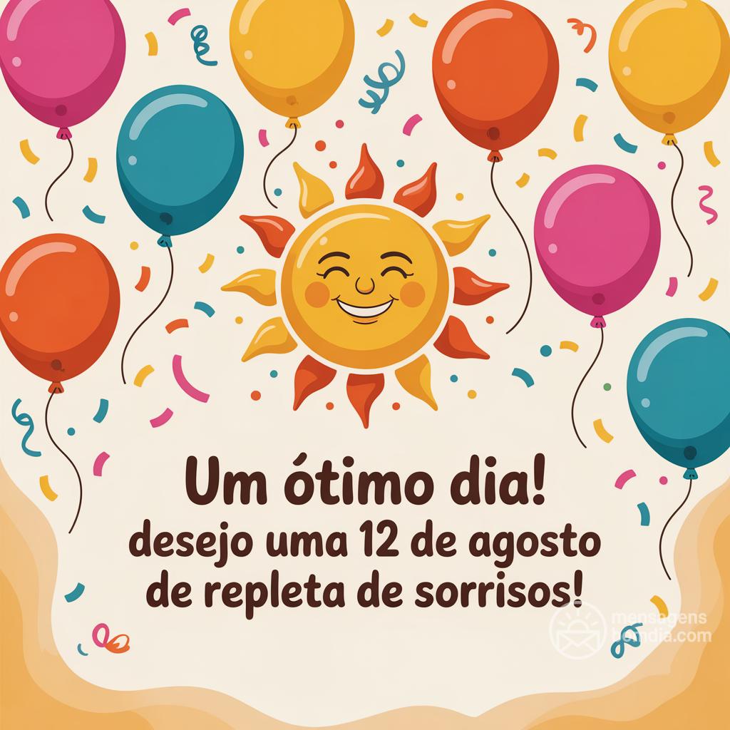 Um ótimo dia! Desejo uma  12 de agosto de  repleta de sorrisos!