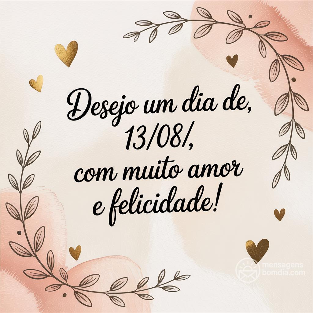 Desejo um dia de , 13/08/, com muito amor e felicidade!