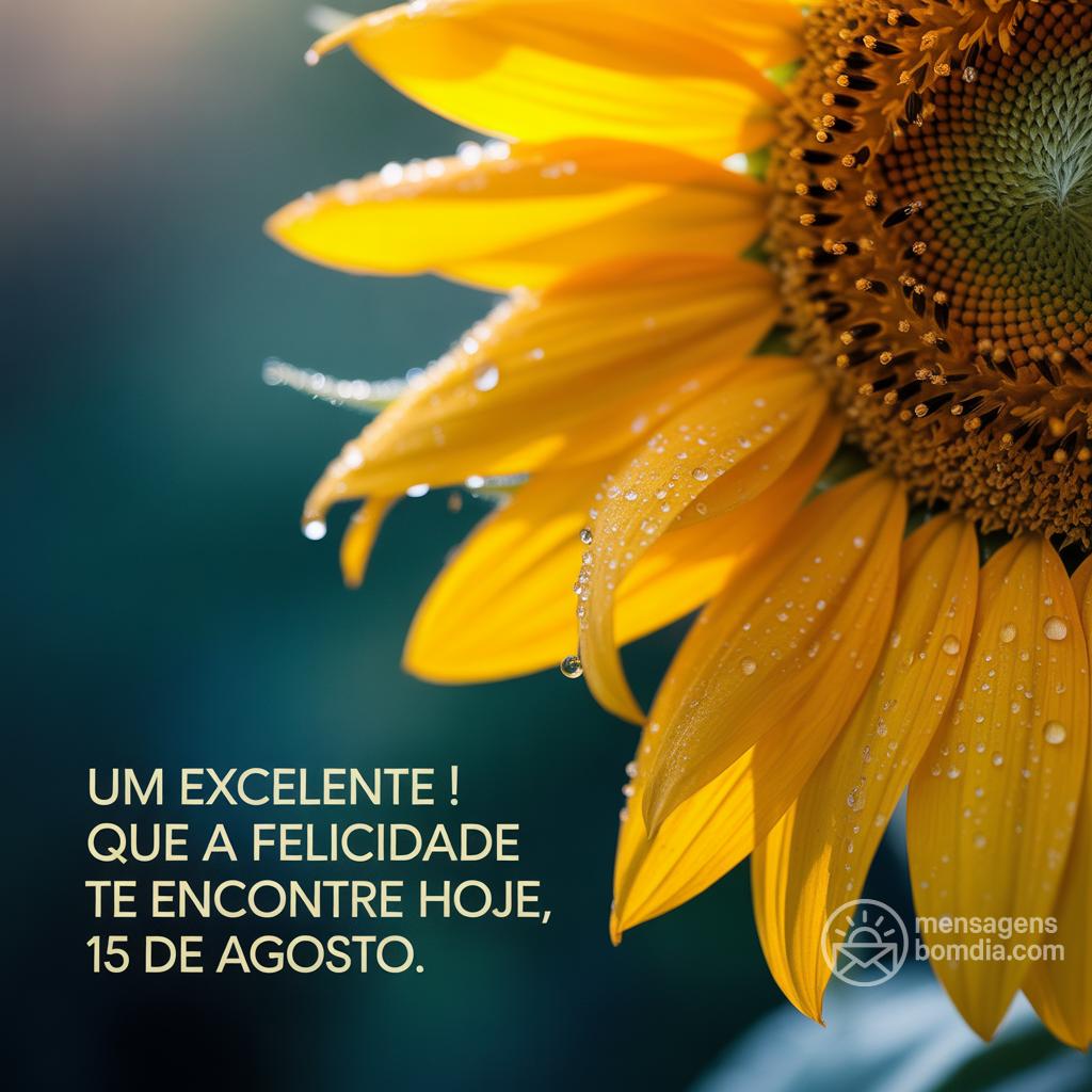 Um excelente ! Que a felicidade te encontre hoje, 15 de agosto.