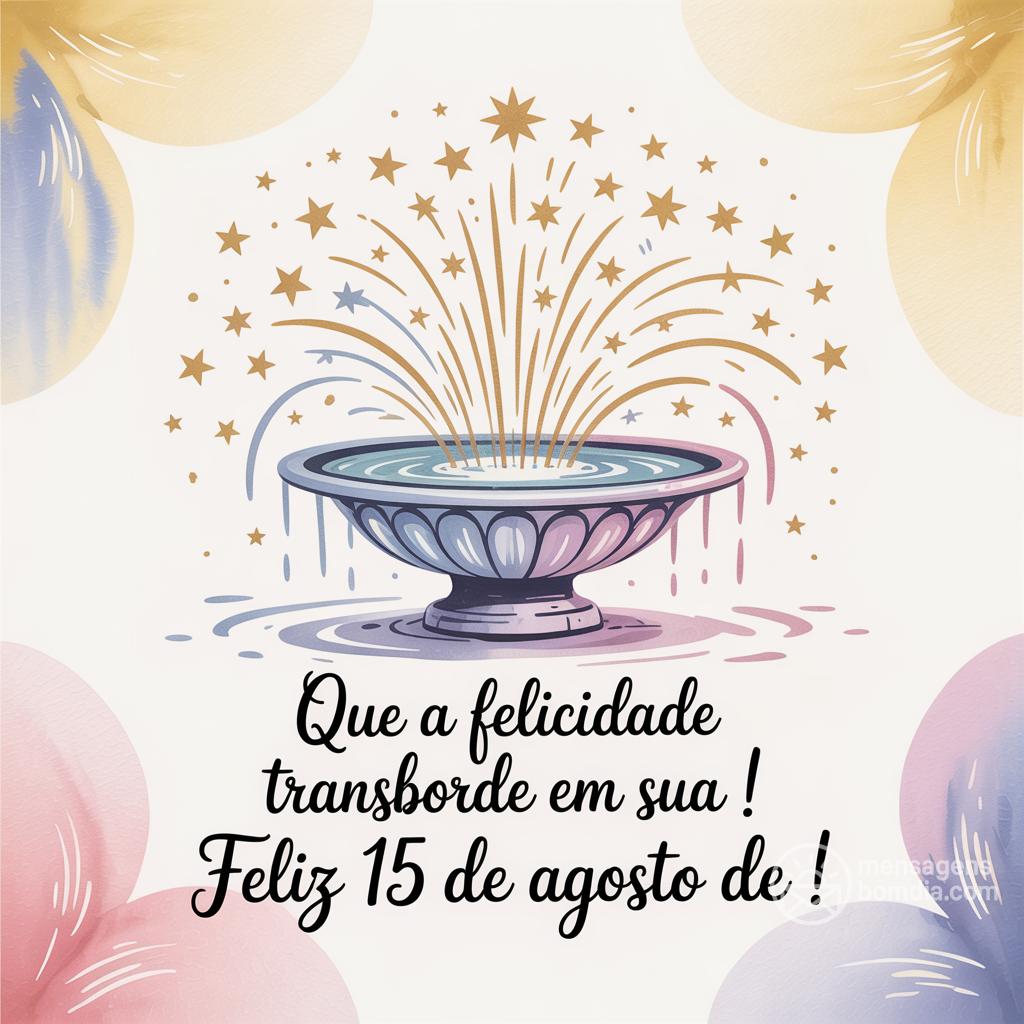Que a felicidade transborde em sua ! Feliz 15 de agosto de !