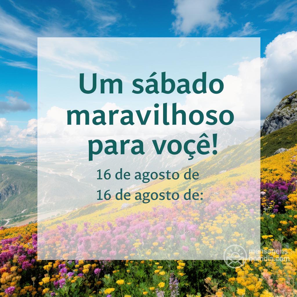 Um sábado maravilhoso para você! 16 de agosto de .