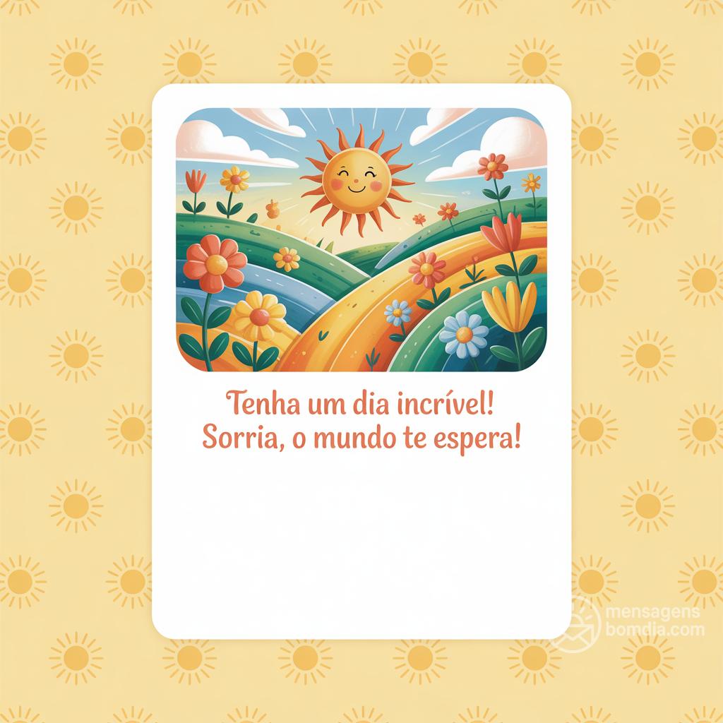 Tenha um dia incrível! Sorria, o mundo te espera!