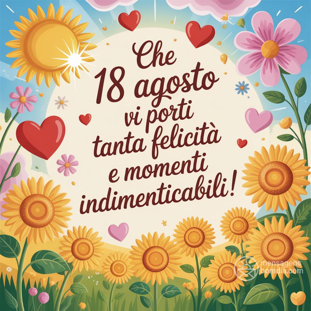 Che  18 agosto  vi porti tanta felicità e momenti indimenticabili!