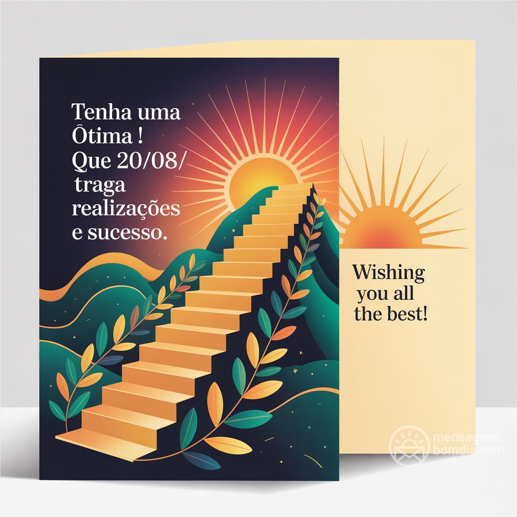 Tenha uma ótima ! Que 20/08/ traga realizações e sucesso.