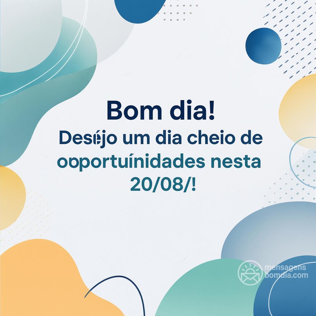 Bom dia! Desejo um dia cheio de oportunidades nesta  20/08/!