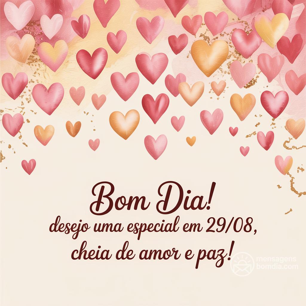Bom dia! Desejo uma  especial em 29/08/, cheia de amor e paz!