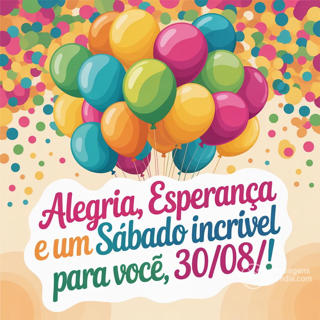 Alegria, esperança e um sábado incrível para você, 30/08/! Bom dia!