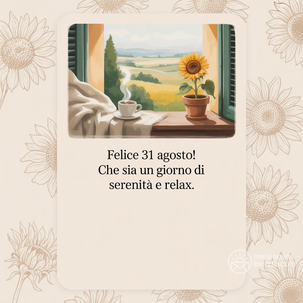 Felice  31 agosto! Che sia un giorno di serenità e relax.