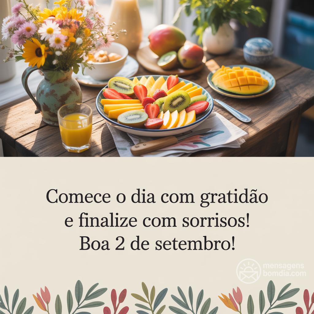 Comece o dia com gratidão e finalize com sorrisos! Boa  2 de setembro!