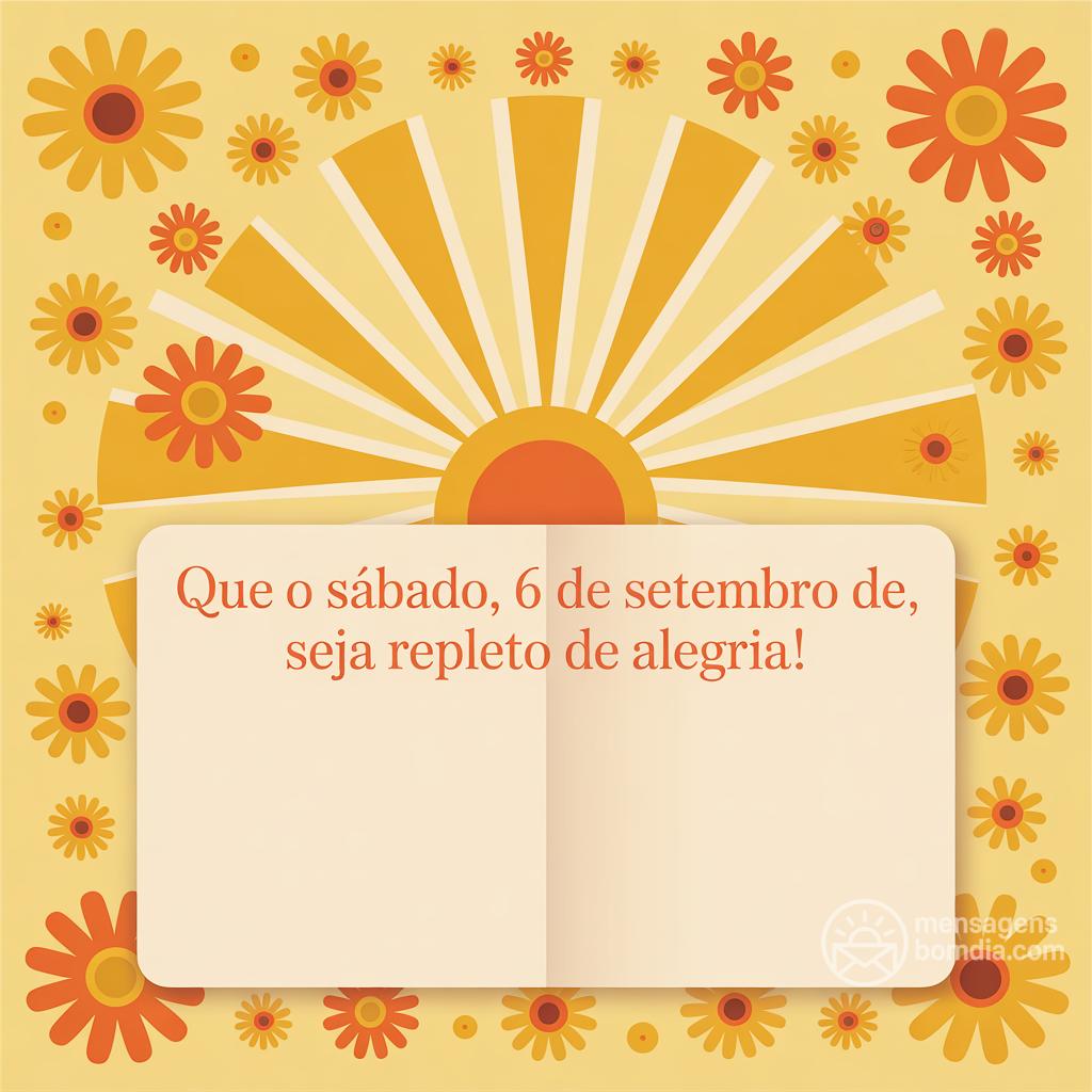 Que o sábado, 6 de setembro de , seja repleto de alegria!