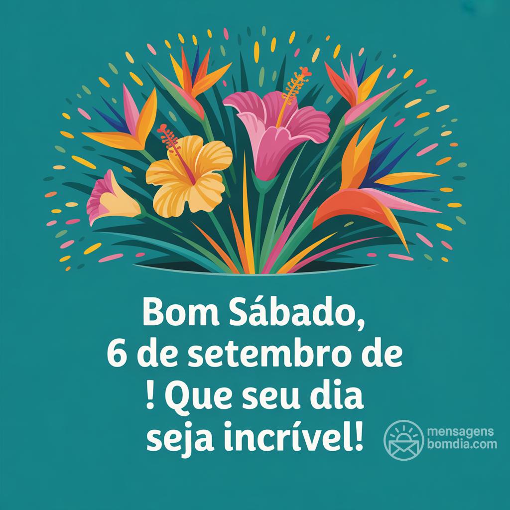 Bom sábado, 6 de setembro de ! Que seu dia seja incrível!