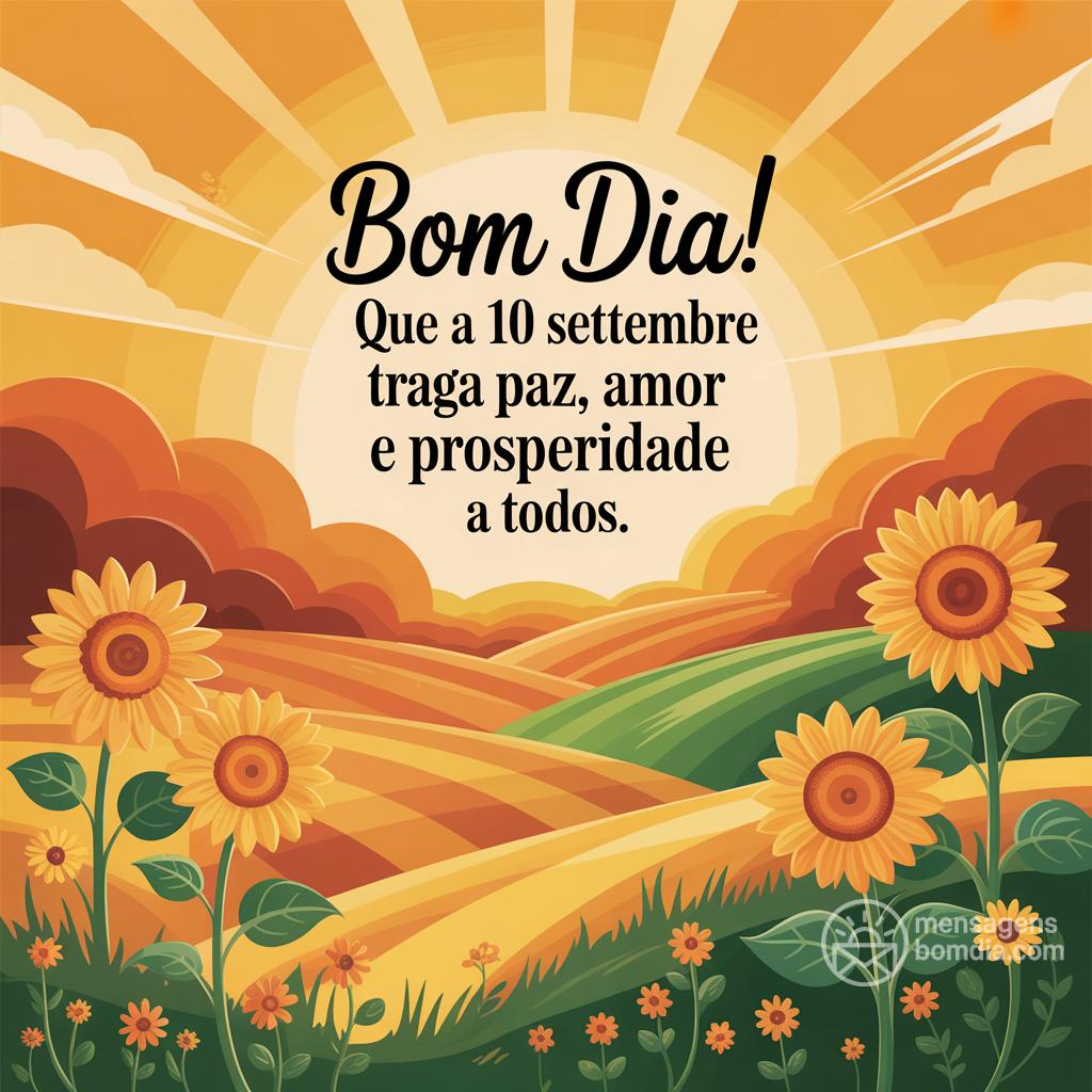 Bom dia! Que a  10 settembre  traga paz, amor e prosperidade a todos.