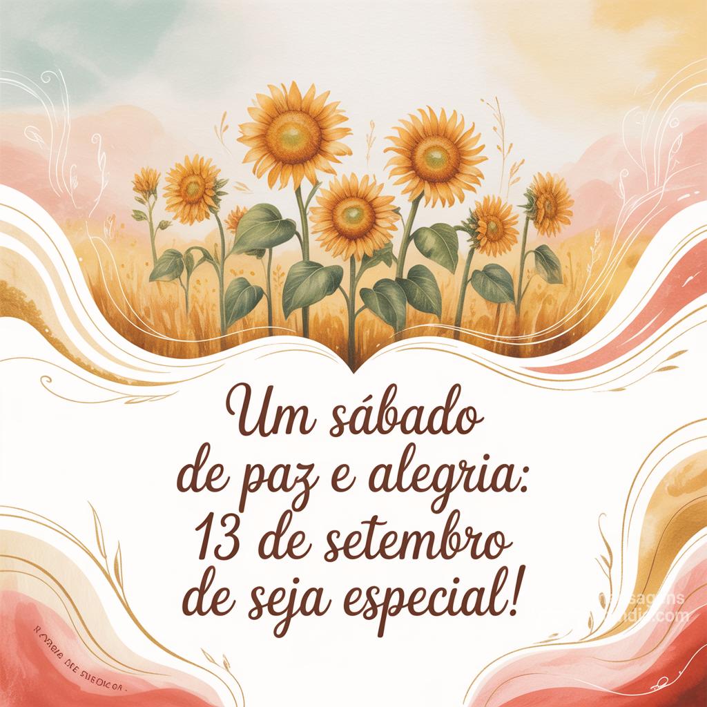 Um sábado de paz e alegria: 13 de setembro de  seja especial!