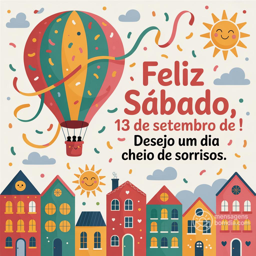 Feliz sábado, 13 de setembro de ! Desejo um dia cheio de sorrisos.