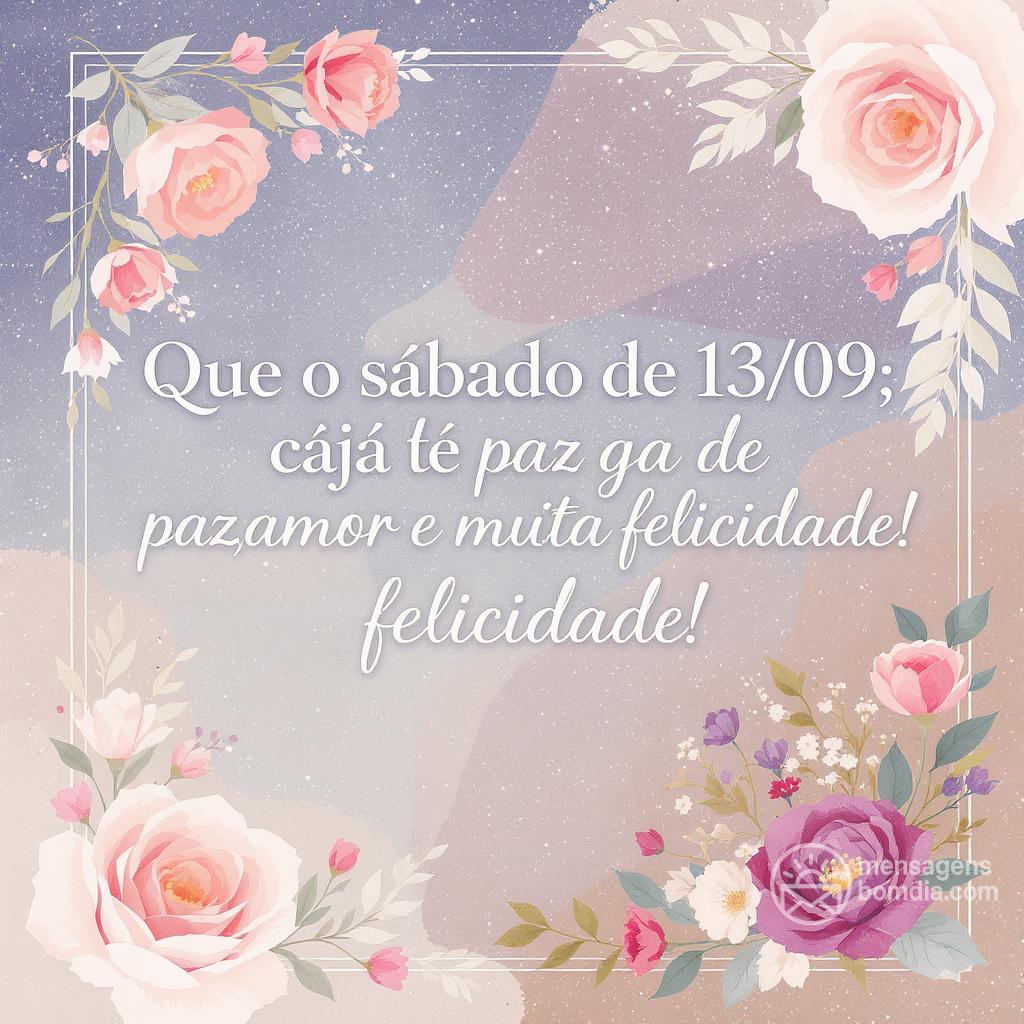 Que o sábado de 13/09/ seja de paz, amor e muita felicidade!