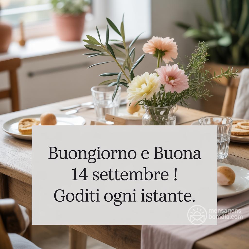 Buongiorno e buona  14 settembre ! Goditi ogni istante.